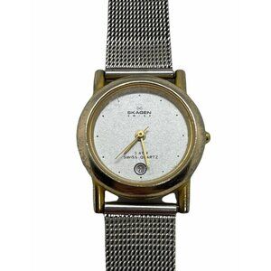 Skagen Women's Watch Gold Case w/ Stainless Steel Mesh Band Date Indicator